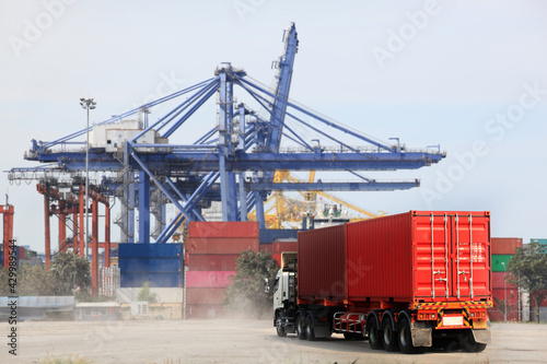  logistic network distribution on background and Logistics Industrial , Container Cargo,  freight,  ship , transportation Industry or shipping business, Container Cargo shipment