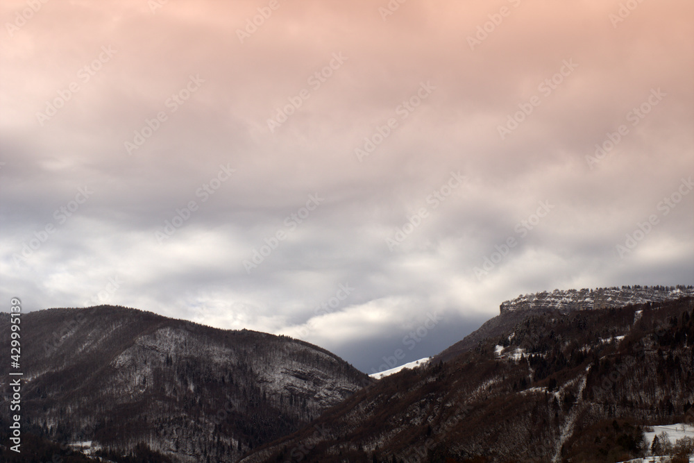 clouds over the mountains,landscape,sky, snow, travel, view, sunset,rock,