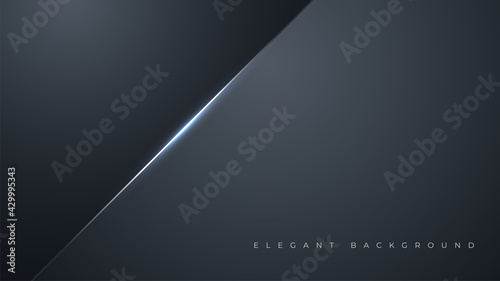 Abstract minimal background with dark black navy. Business banner with elegant shiny light. Vector illustration print template.
