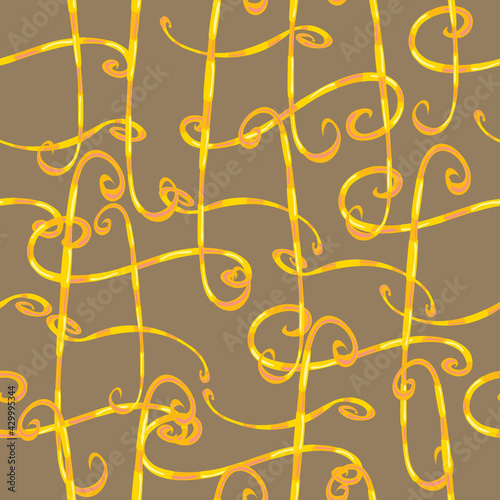 pattern, abstract decor in yellow and brown colors, vector illustration,