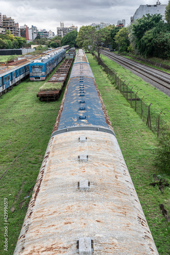 Old disused trains in a Buenos Aires rail yard
