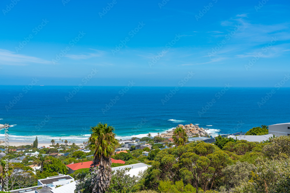View over Llandudno Beach near Cape Town with the ocean in background