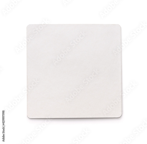 Front view of blank square cardboard beer coaster photo