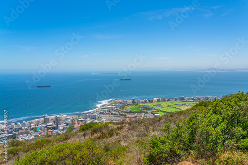 Panorama view of Cape Town  South Africa from the Table Mountain National Park