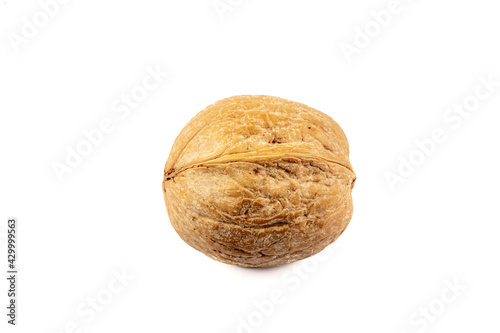 Delicious whole and broken walnuts isolated on white background. Whole and cracked walnut.
