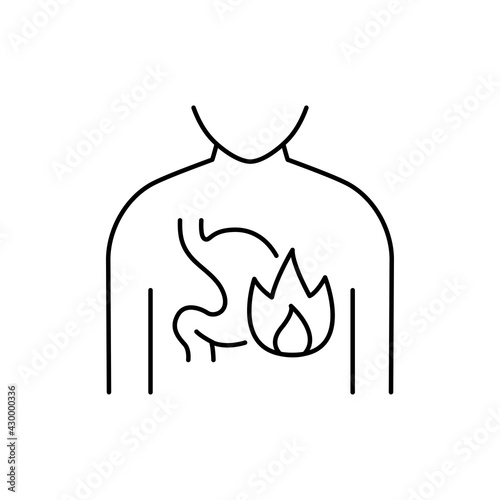 Heartburn olor line icon. Pictogram for web page, mobile app, promo.