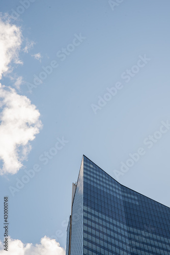 Skyscraper. City architecture. Skyscrapers tower cityscape. Different city center buildings.