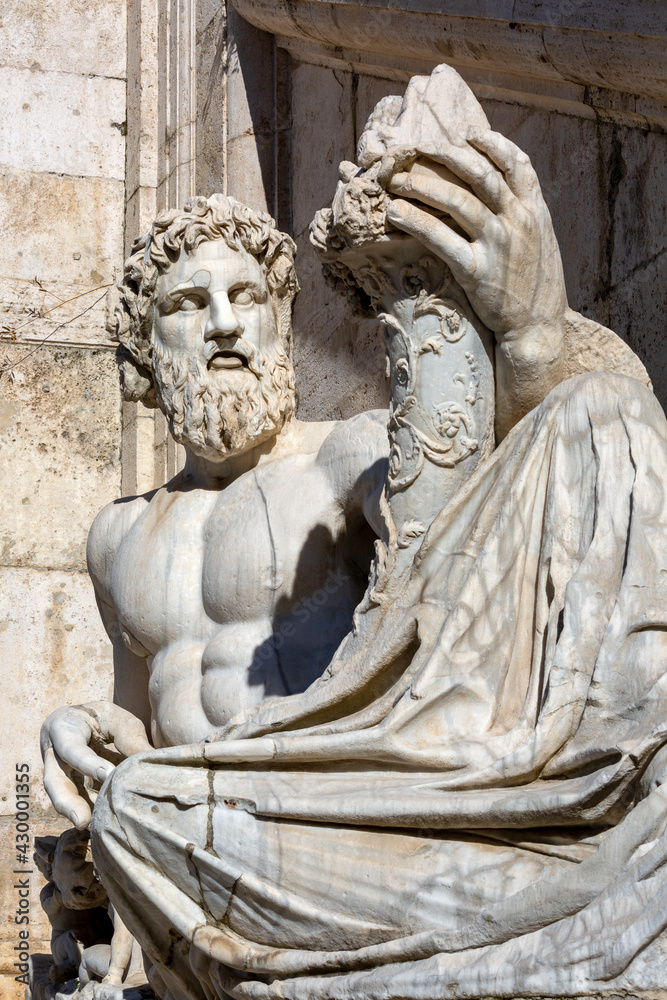 Statue of Tiber River God (Tiberinus) on Capitoline Hill on Piazza del Campidoglio, Rome, Italy