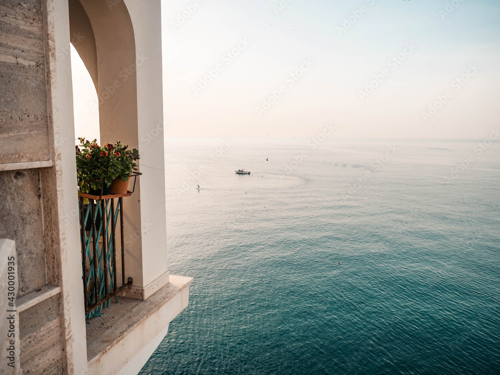 Naklejka premium View of the Mediterranean sea from balcony