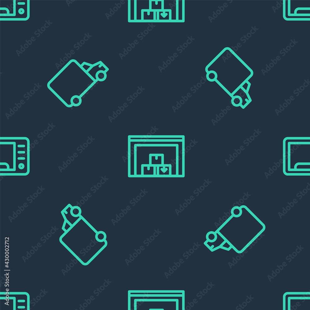 Set line Warehouse, Delivery cargo truck and Microwave oven on seamless pattern. Vector Set line Warehouse, Delivery cargo truck and Microwave oven on seamless pattern. Vector