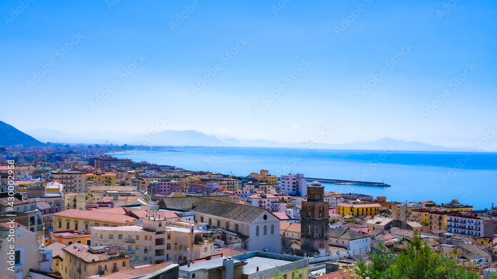 panoramic view of the city of Salerno, the Gulf of Salerno,