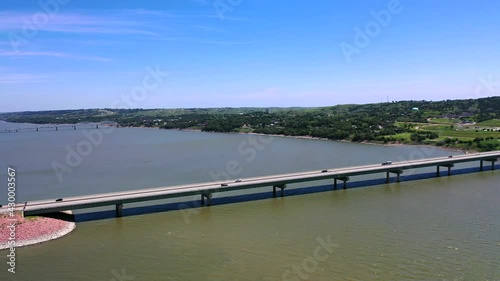 Aerial view over the Missouri River in South Dakota