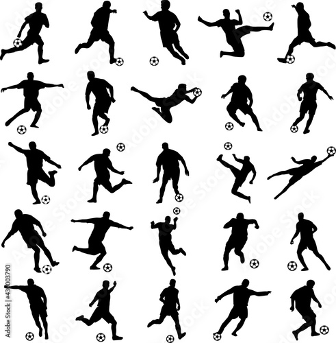 soccer players silhouettes collection - vector