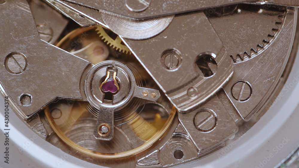 custom made wallpaper toronto digitalAutomatic watch movement closeup macro showing hair balance spring moving and ruby jewels