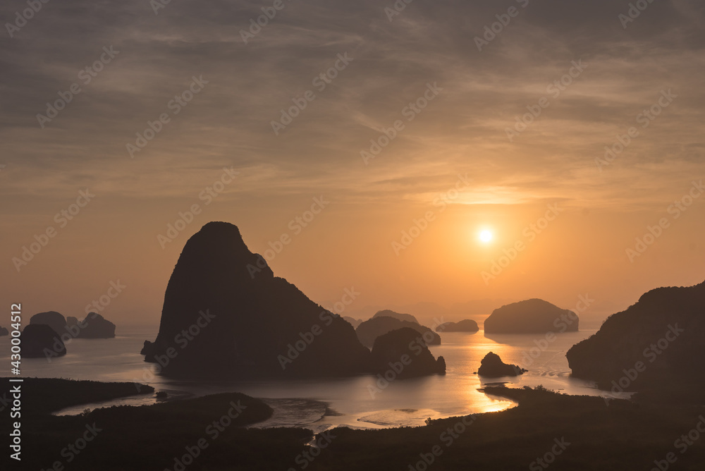 sunrise in the viewpoint (Sametnangshe Phang nga Bay in Thailand)