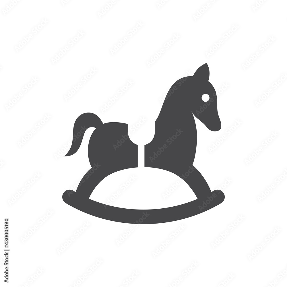 Rocking toy horse black vector icon. Wooden kids horse symbol. Rocking toy horse black vector icon. Wooden kids horse symbol.