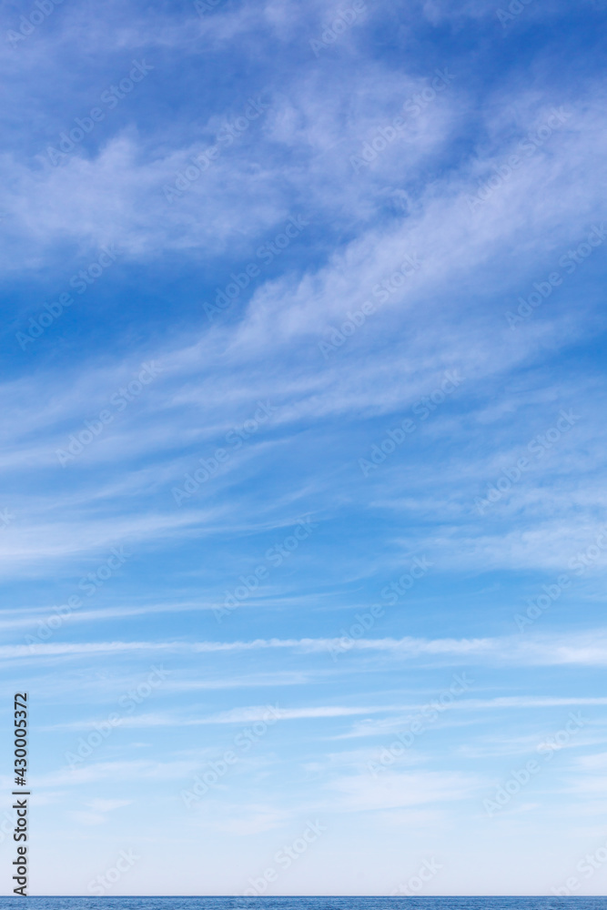 Beautiful sky over the sea with cirrus clouds. Horizon line Beautiful sky over the sea with cirrus clouds. Horizon line