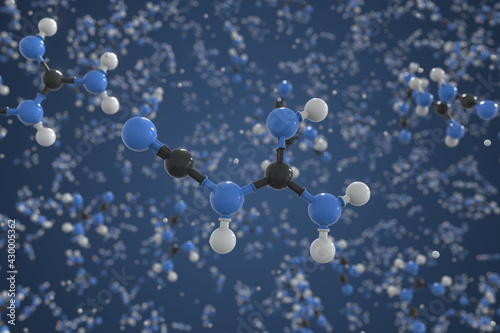 Cyanoguanidine molecule made with balls, scientific molecular model. Chemical 3d rendering photo