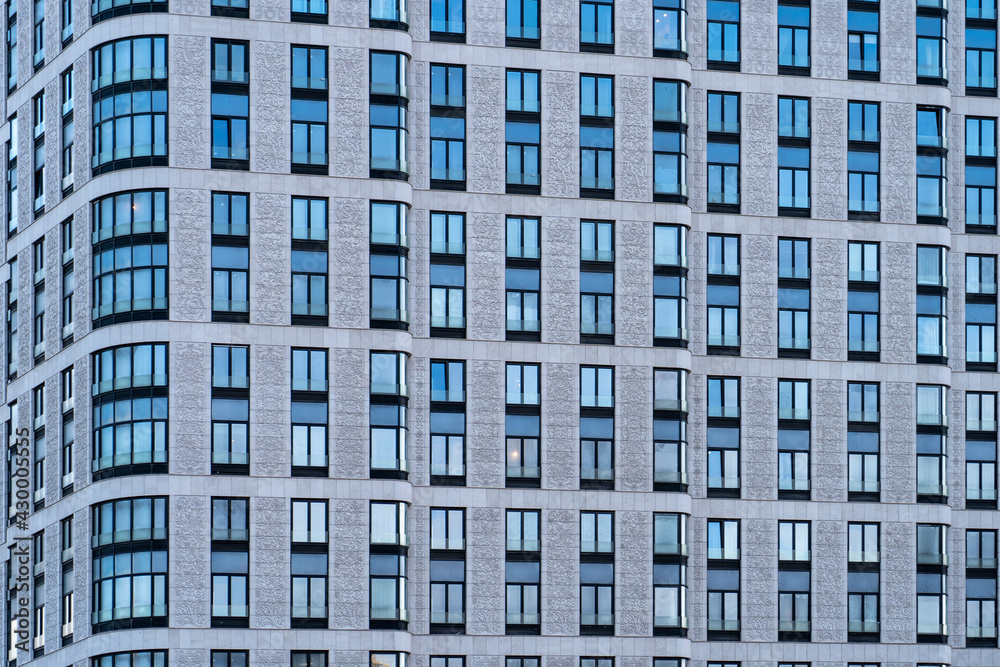 facade of a modern office residential building against the sky,