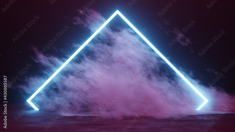 neon tube tilted square with smoke background