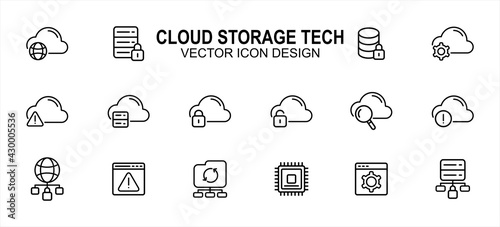 Simple Set of cloud storage web hosting Related Vector icon user interface graphic design. Contains such Icons as disk, management, network, setting, lock, magnifier glass, processor and more