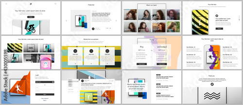 Vector templates for website design, presentations, portfolio. Templates for presentation slides, leaflet, brochure cover, report. Abstract colored sport backgrounds for sport event, fitness design.