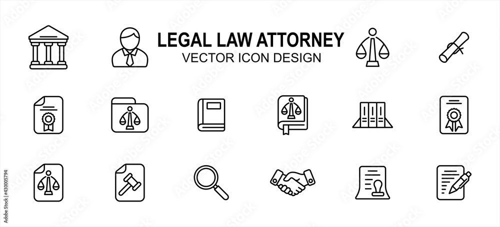 Simple Set of legal law attorney Related Vector icon user interface graphic design. Contains such Icons as court, judge, justice scale, scroll, constitution, hammer, handshake, book, writing, Simple Set of legal law attorney Related Vector icon user interface graphic design. Contains such Icons as court, judge, justice scale, scroll, constitution, hammer, handshake, book, writing,