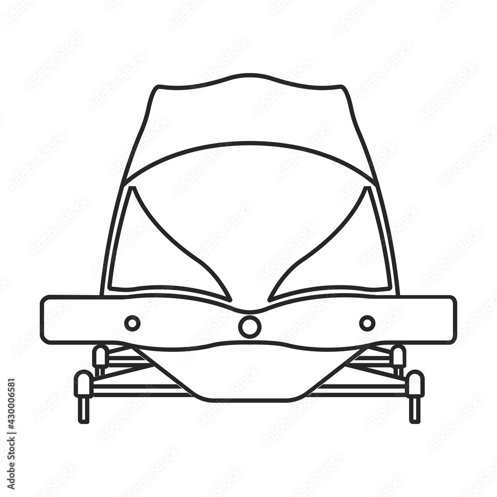 Bobsled vector outline icon. Vector illustration bobsleigh on white background. Isolated outline illustration icon of bobsled.