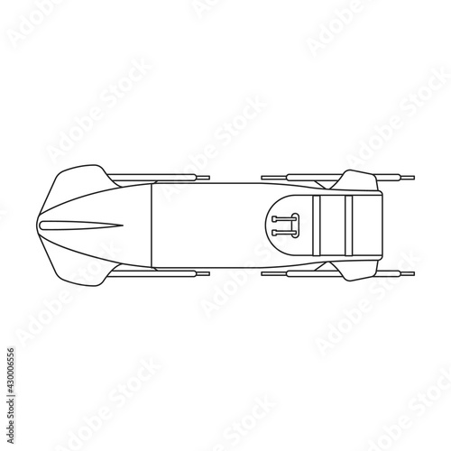 Bobsled vector outline icon. Vector illustration bobsleigh on white background. Isolated outline illustration icon of bobsled.