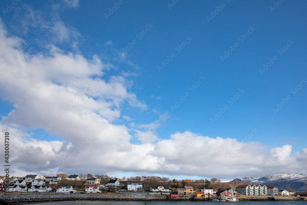 Great spring weather with white clouds,Helgeland,Nordland county,Norway,scandinavia,Europe