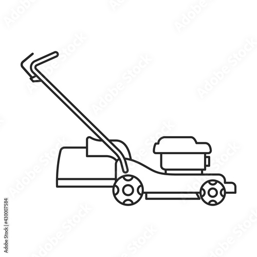 Lawn mower vector outline icon. Vector illustration lawnmower on white background. Isolated outline illustration icon of lawn mower .