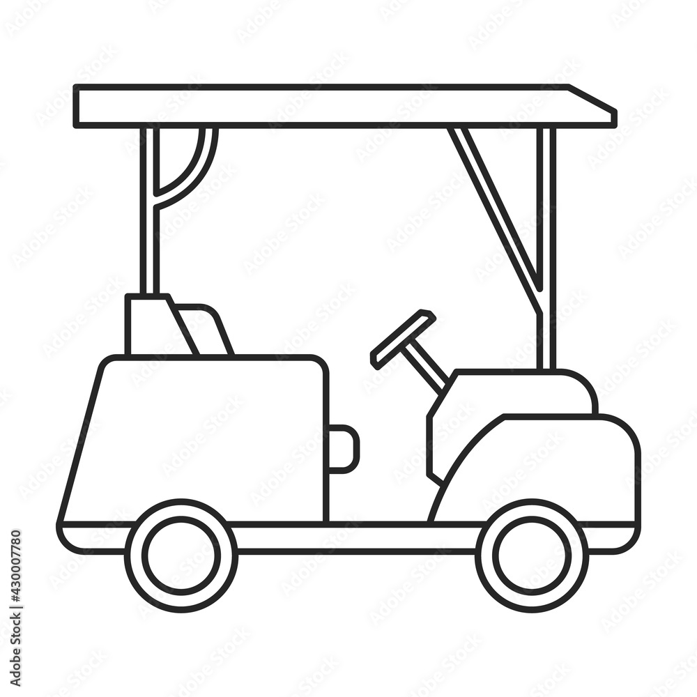 Golf cart vector outline icon. Vector illustration buggy car on white background. Isolated outline illustration icon of golf cart .