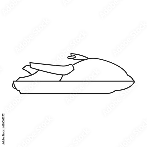 Jet ski vector outline icon. Vector illustration jetski on white background. Isolated outline illustration icon of jet ski .