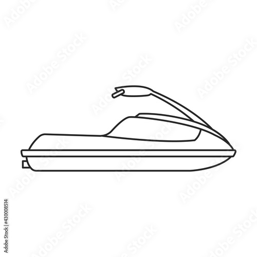 Jet ski vector outline icon. Vector illustration jetski on white background. Isolated outline illustration icon of jet ski .