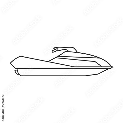 Jet ski vector outline icon. Vector illustration jetski on white background. Isolated outline illustration icon of jet ski .