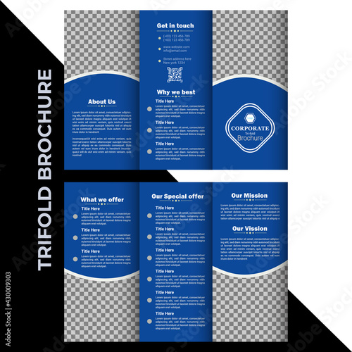 modern trifold brochure design for the corporate real estate business and fitness club.