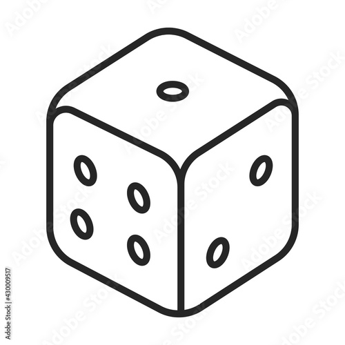 Dice vector outline icon. Vector illustration cube game on white background. Isolated outline illustration icon of dice .