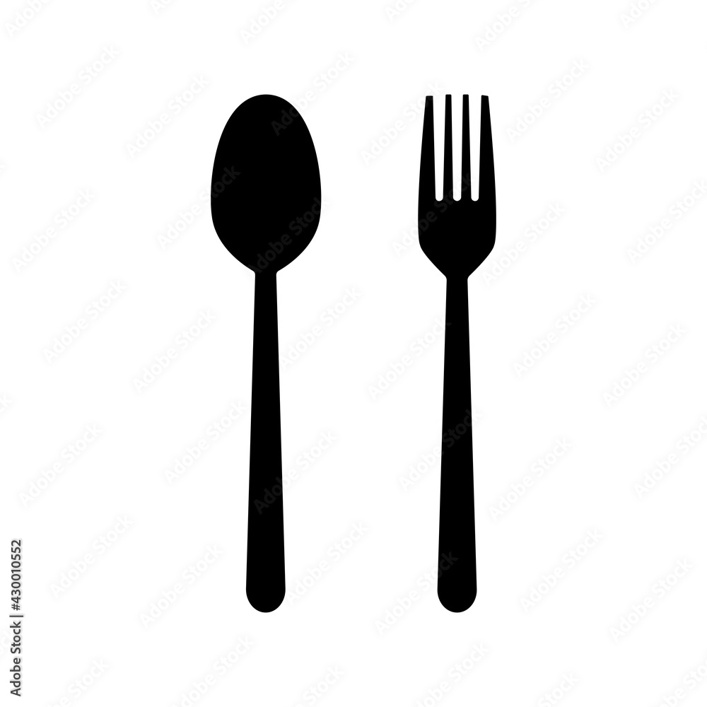 Spoon and fork vector silhouette icon Spoon and fork vector silhouette icon