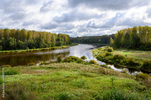 View of the confluence of the Sishka River with the Volga River, Kokoshkino, Rzhev district, Tver region, Russian Federation, September 19, 2020