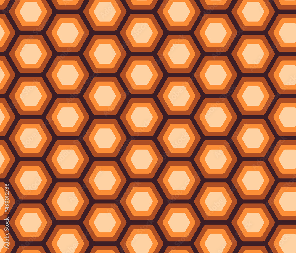 Vector honeycomb pattern. Abstract seamless pattern with hexagons in retro style. Vector honeycomb pattern. Abstract seamless pattern with hexagons in retro style.