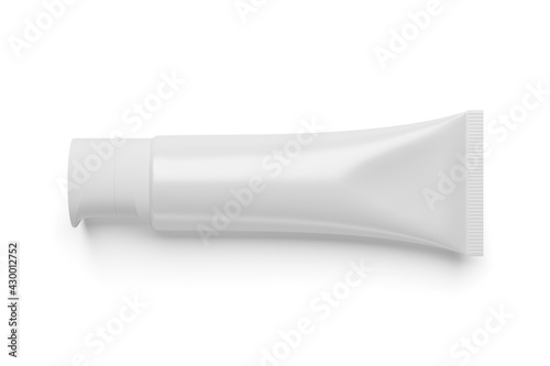 Blank white cosmetic tube isolated on white.