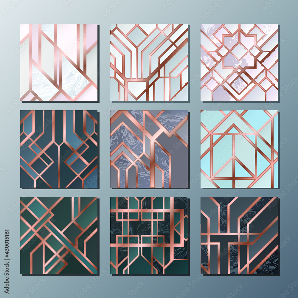 Big vector set of patterns in art deco retro vintage style. Creative templates in style of 1920s. Vector illustration. EPS 10 Big vector set of patterns in art deco retro vintage style. Creative templates in style of 1920s. Vector illustration. EPS 10