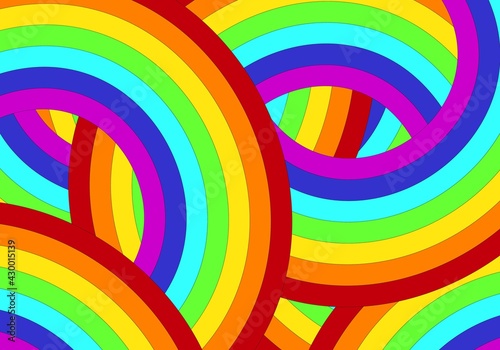 Estampado de arco iris con rojo, naranja, amarillo, verde, azul claro, azul oscuro y morado