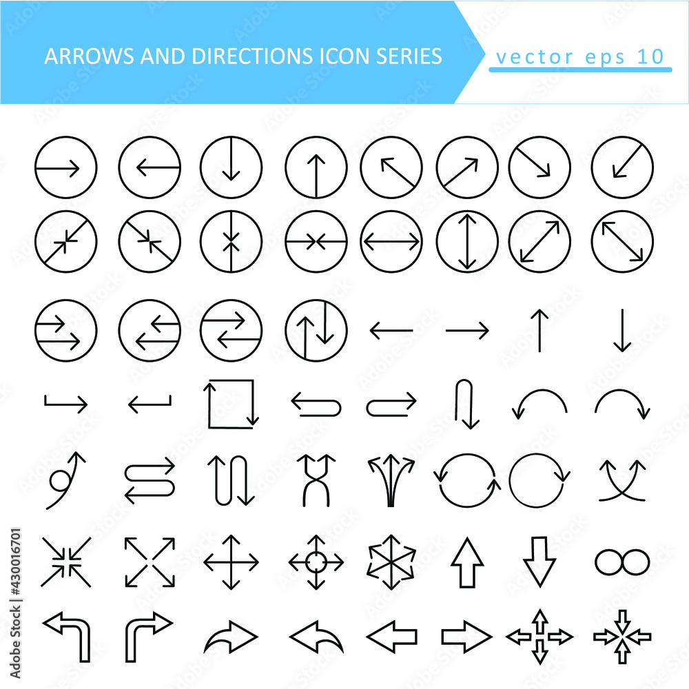 Simple thin arrow and direction icon vector set on a white background. Royalty-free. Simple thin arrow and direction icon vector set on a white background. Royalty-free.