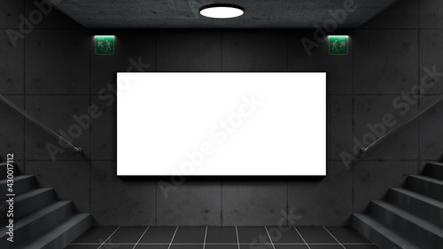 White poster of a subway station to place a poster design.