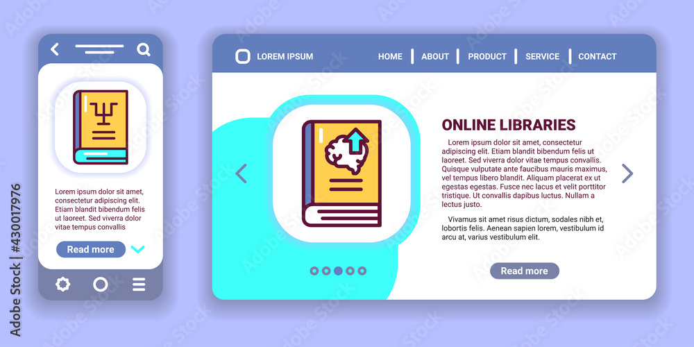 Online libraries web banner and mobile app kit. Outline vector illustration Online libraries web banner and mobile app kit. Outline vector illustration