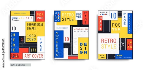 Modern covers template. Geometric composition in a trendy style of abstraction art. Neoplasticism vector design.