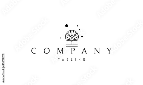 Vector logo on which an abstract image of a tree in the form of human brains.