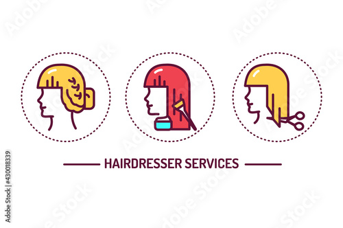 Hairdresser service color line concept. Beauty industry.