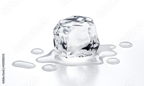 Bilde på lerret Melting ice cube isolated on white background